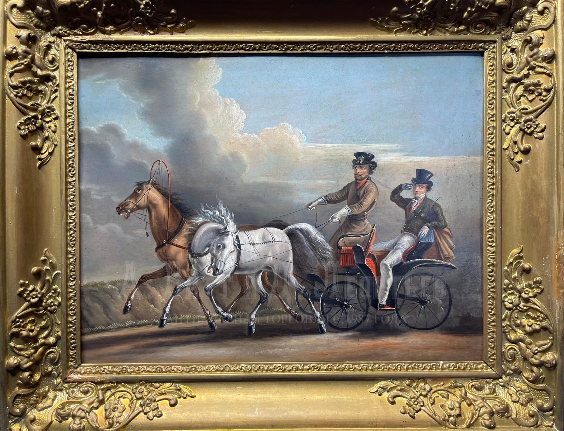 картины русские Орловский лошади экипаж народное гуляние